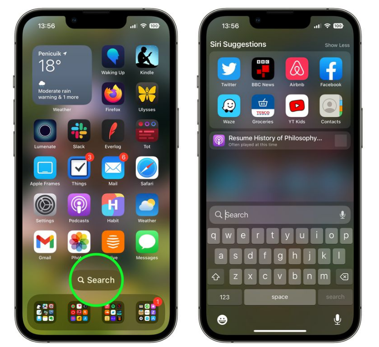 泰兴苹果手机维修分享升级到 iOS 16 后，如何删除主屏幕上的搜索按钮 