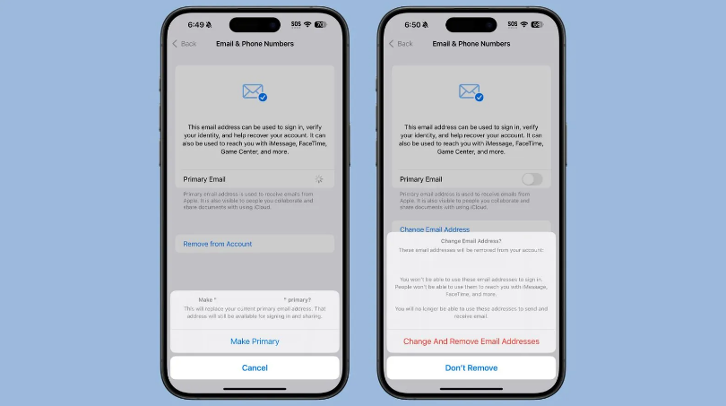 泰兴苹果手机维修分享苹果 iOS 18.1 支持设置“主要”邮箱地址并更改 iCloud 邮箱 